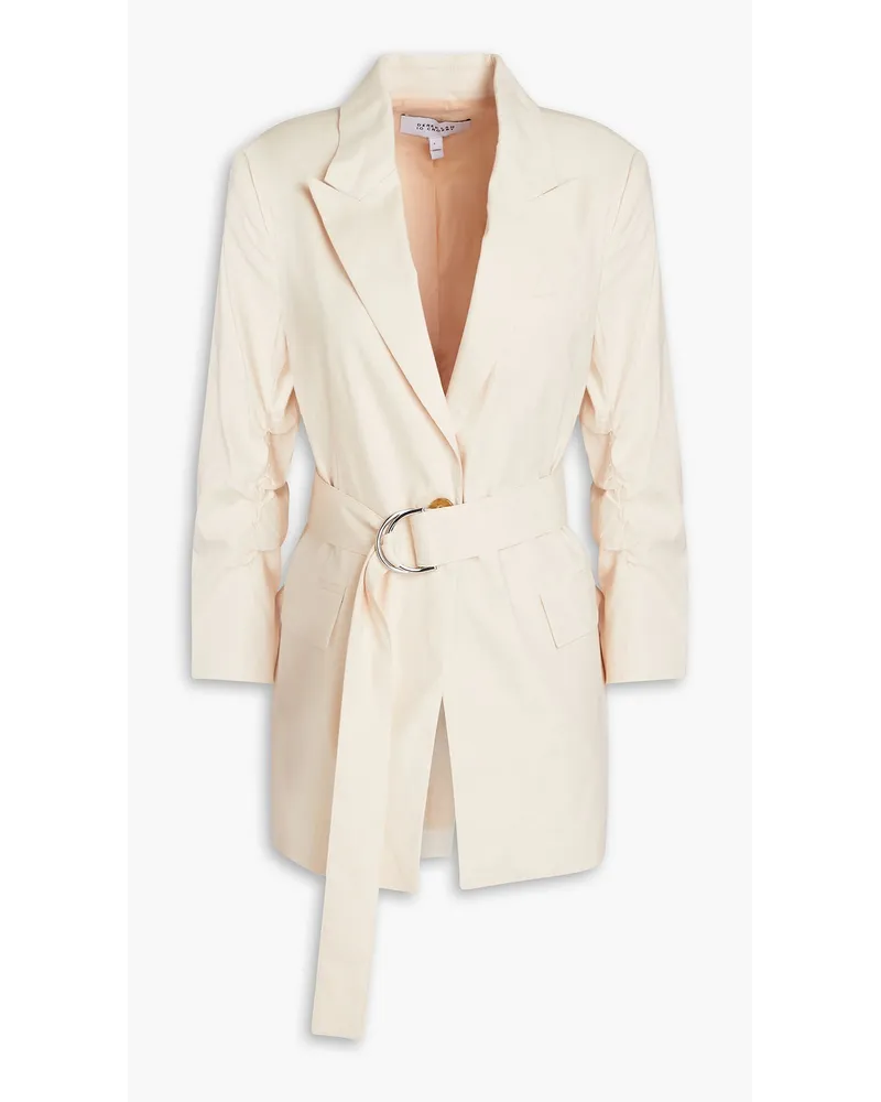 Derek Lam Harrison geraffter Blazer aus einer Leinenmischung mit Gürtel Neutral