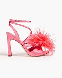 Sam Edelman Feather-embellished satin sandals Pink