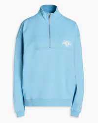 Holzweiler Mezzanine Sporty Sweatshirt aus Baumwollfleece mit halblangem Reißverschluss Blau