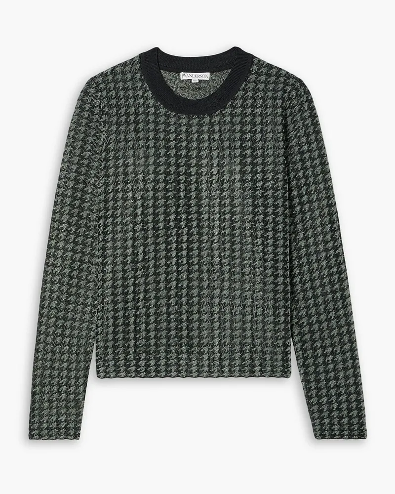 J.W.Anderson Pullover aus Jacquard-Strick mit Metallic-Hahnentrittmuster Grün