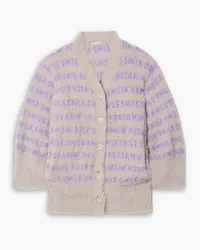 Stella McCartney Cardigan aus gebürstetem Jacquard-Strick Lila