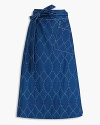 Tory Burch Gesteppter Midi-Wickelrock aus Canvas und Baumwoll-Twill Blau