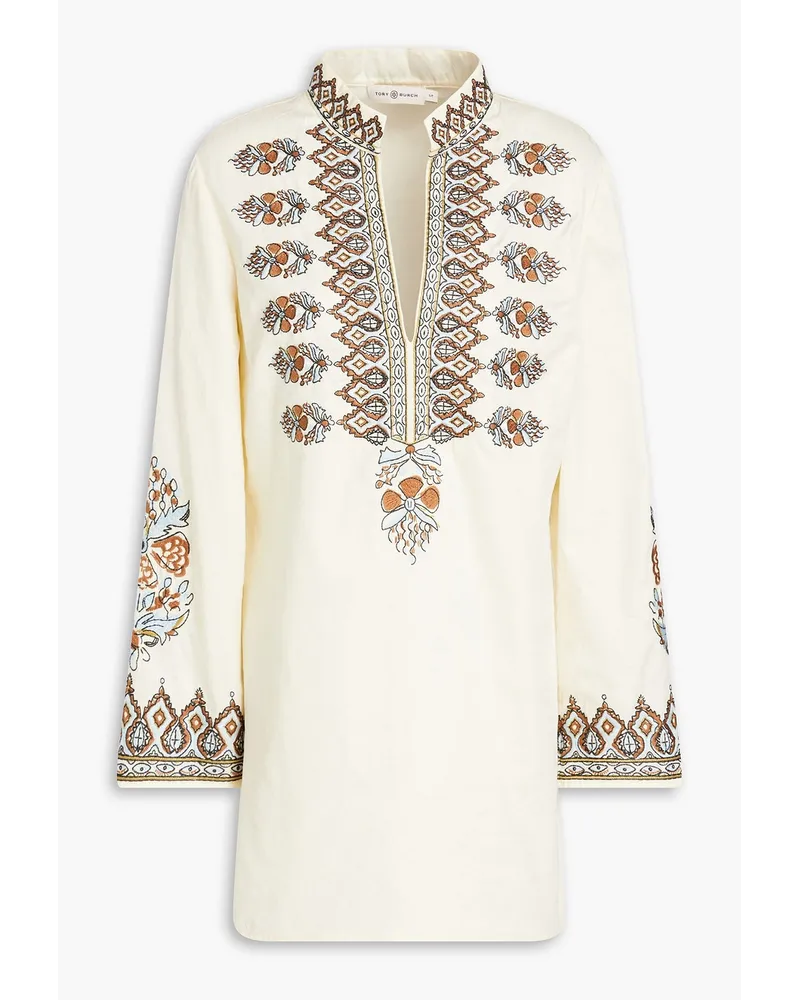 Tory Burch Kaftan aus Baumwollpopeline mit Stickereien Weiß