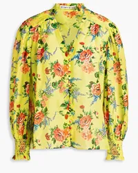 Alice + Olivia Alice OliviaSerena Bluse aus Voile aus einer Baumwoll-Seidenmischung mit floralem Print Gelb