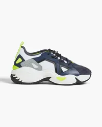 Emporio Armani Sneakers aus Leder, Veloursleder und Mesh Blau