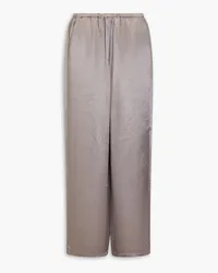 tibi Hose mit weitem Bein aus glänzendem Twill Grau