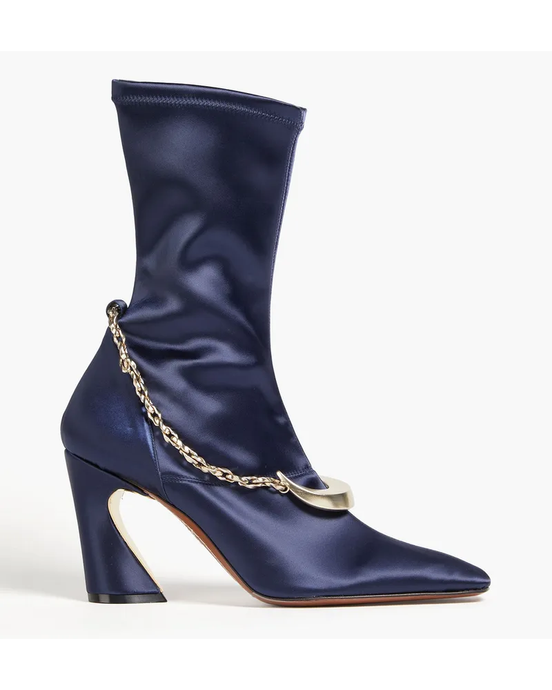 Zimmermann Ankle Boots aus Satin mit Kettendetail Blau