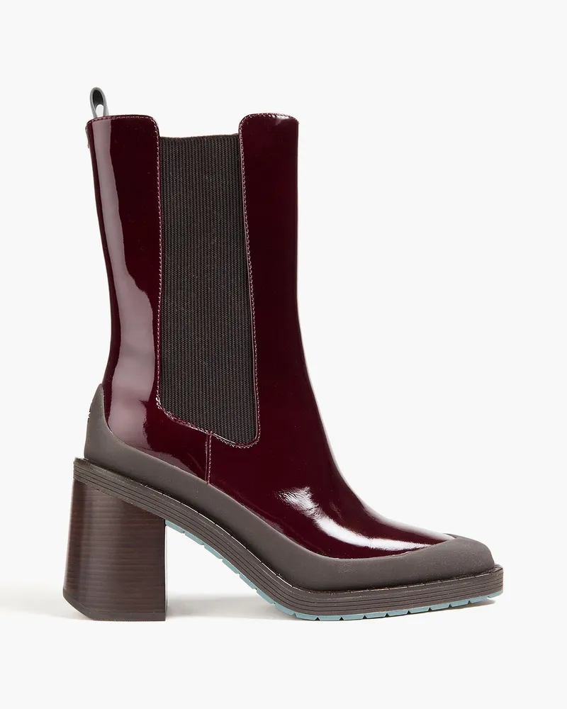 Tory Burch Expedition Ankle Boots aus Lackleder Burgunderrot