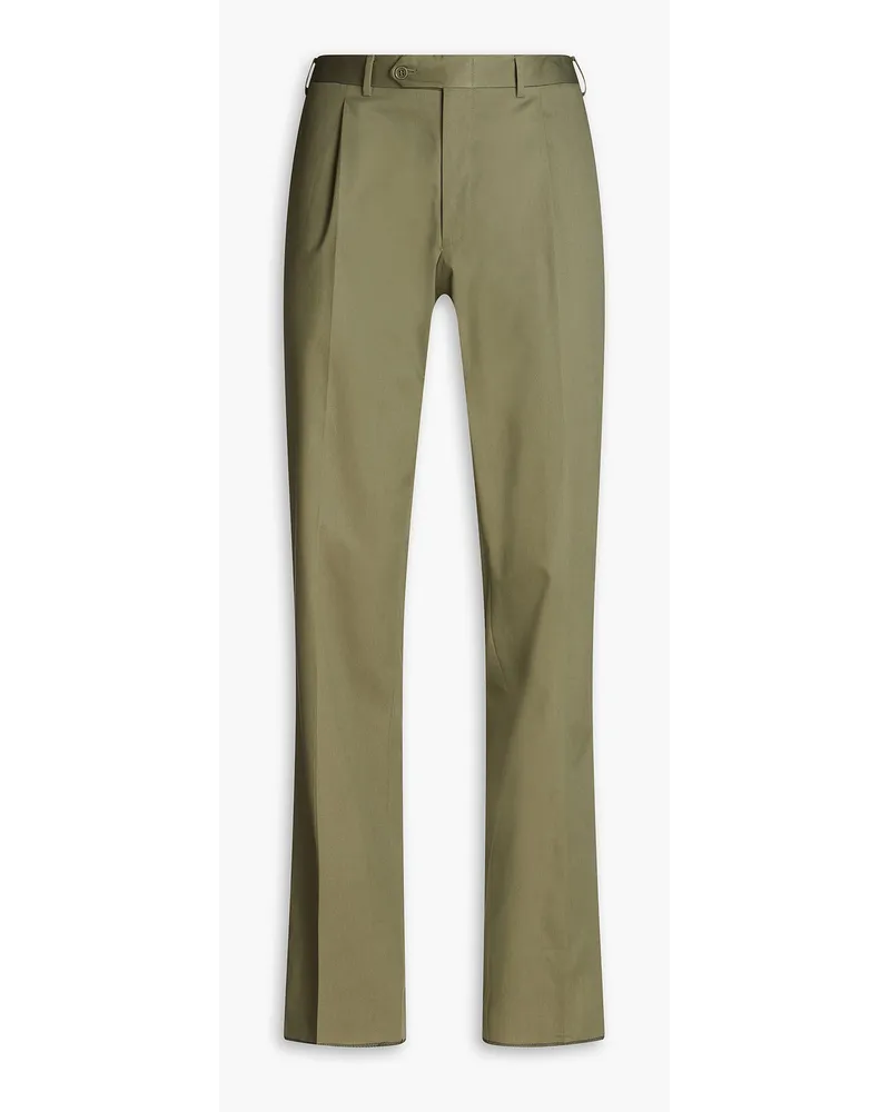 Canali Chinohose aus Twill aus einer Baumwollmischung Grün