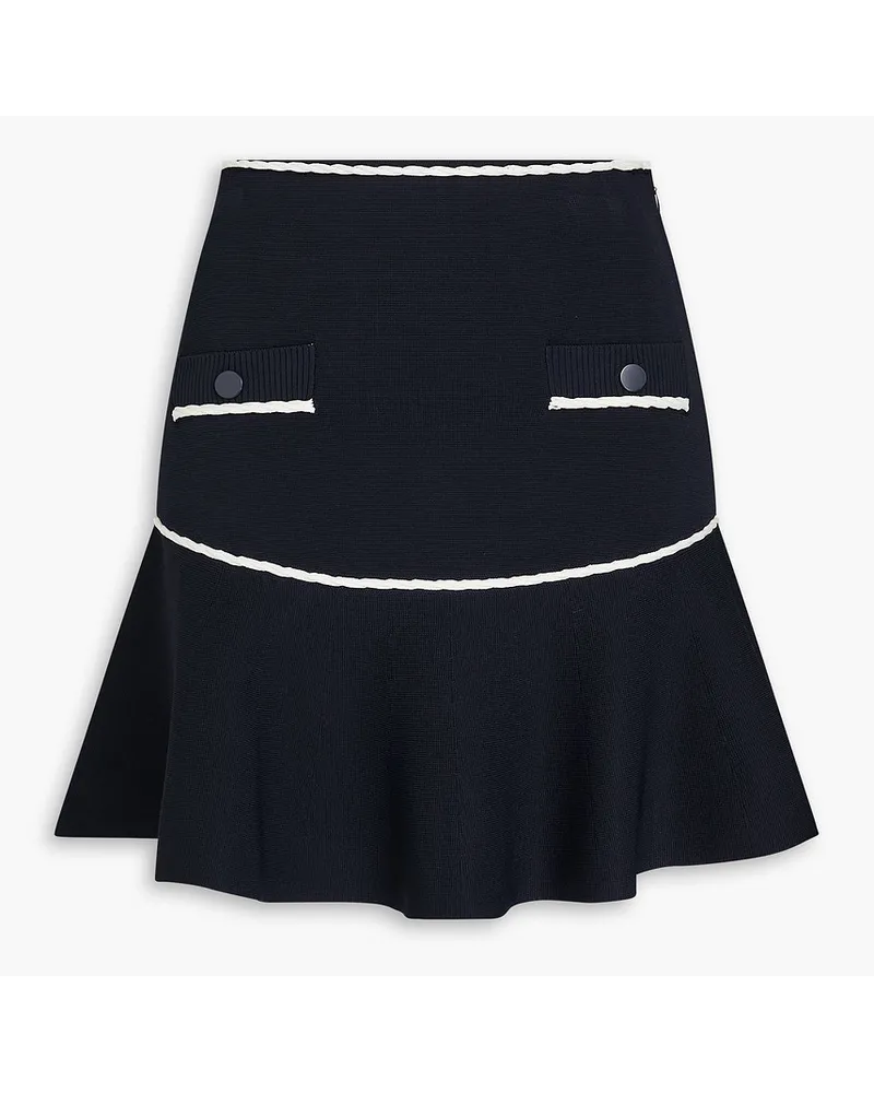 Claudie Pierlot ausgestellter Minirock aus zweifarbigem Stretch-Strick Blau