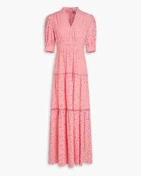 Diane von Furstenberg Olivier gestuftes Maxikleid aus Baumwolle mit Lochstickerei Pink