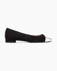 Stuart Weitzman Ballerinas aus Veloursleder und Metallic-Leder Schwarz