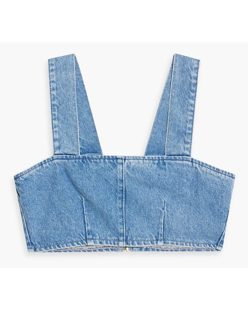 Triarchy Josephine Cropped Oberteil aus Denim Blau