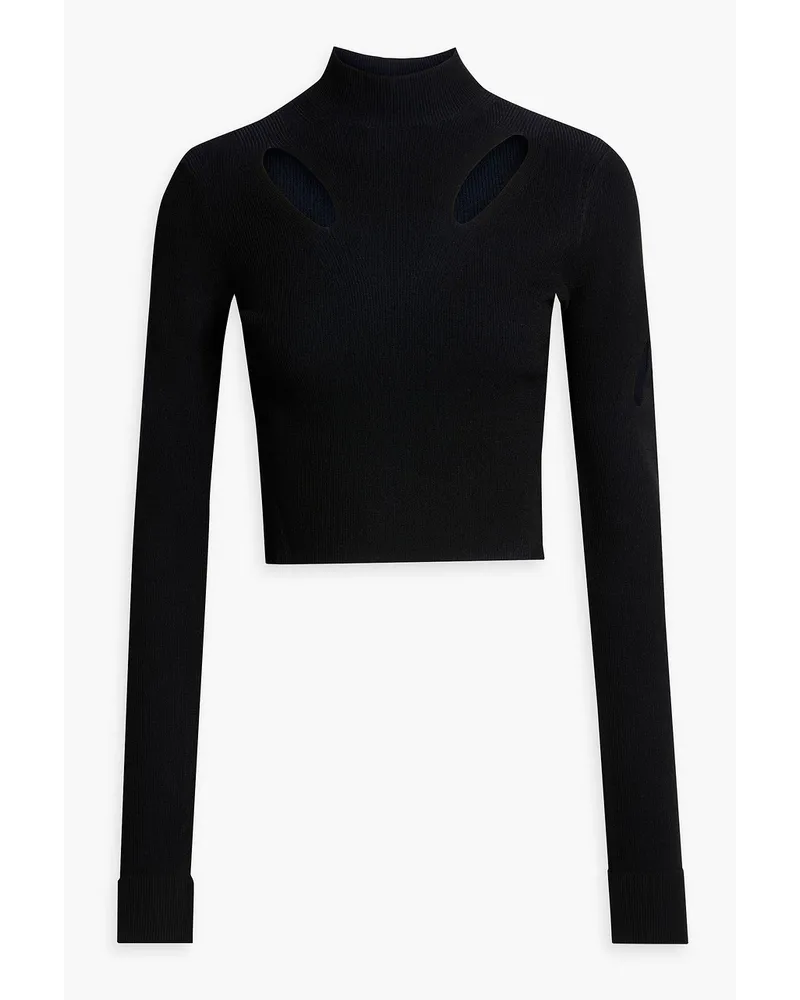 Dion Lee Cropped Rollkragenpullover aus Rippstrick mit Cut-outs Blau