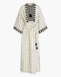 Tory Burch Kaftan aus Baumwolle mit Stickereien und Troddeln Weiß