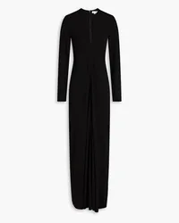 Victoria Beckham Maxikleid aus Stretch-Ponte mit Cut-outs und Stickereien Schwarz