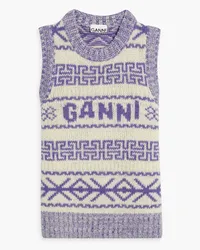 Ganni Weste aus Jacquard-Strick aus Wolle Lila