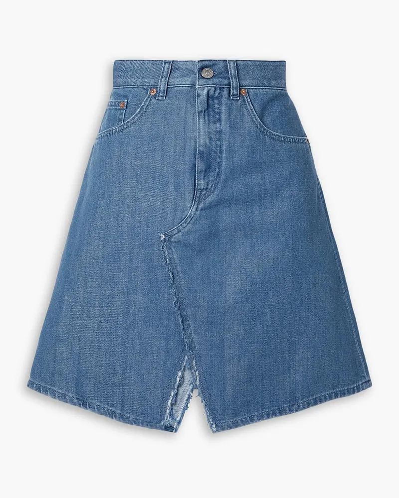 Maison Margiela Mini-Jeansrock mit Fransen Blau