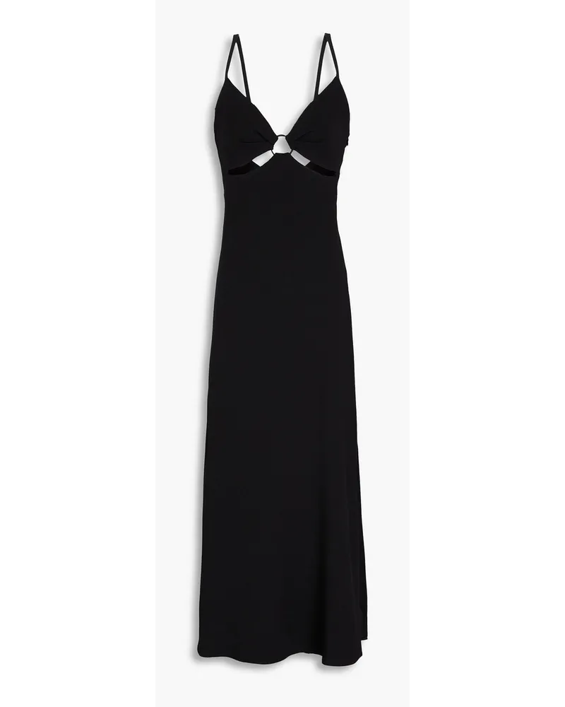 Claudie Pierlot Slip Dress inMaxilänge aus Cady mit Cut-outs Schwarz