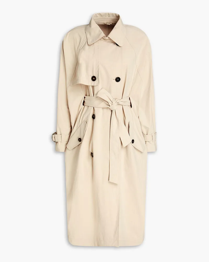 Brunello Cucinelli Trenchcoat aus Canvas mit Zierperlen Neutral