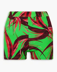 Louisa Ballou Shorts aus geripptem Stretch-Jersey mit Blumenprint Grün