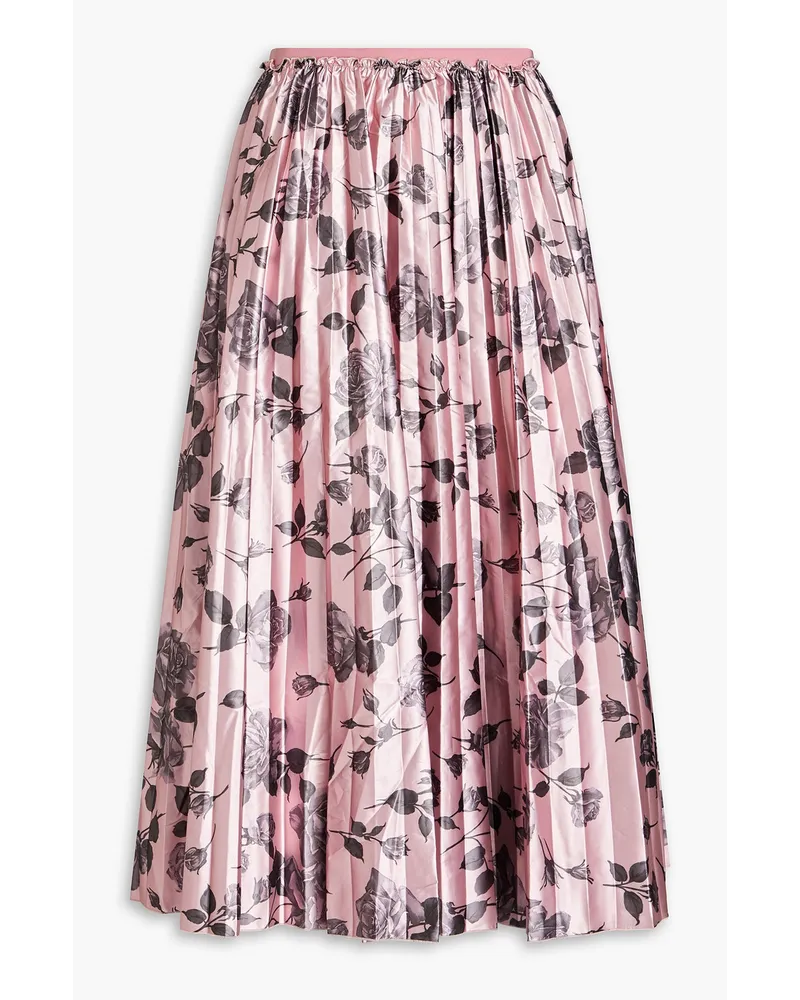 RED Valentino REDValentinoPlissierter Midirock aus Lamé mit floralem Print Pink