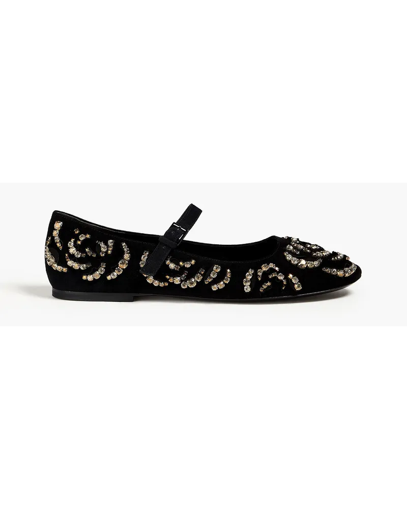 Tory Burch Ballerinas aus Veloursleder mit Verzierung Schwarz