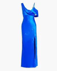 NICHOLAS Presley drapierte Robe aus Seidensatin Blau