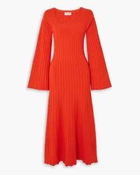 By Malene Birger Isla geripptes Midikleid aus recyceltem Stretch-Jersey Orange