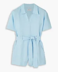 Rivet Utility Influencer Playsuit aus Leinen mit Bindegürtel Blau