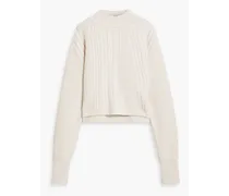 Pullover aus gerippter Wolle mit Knopfdetails/S