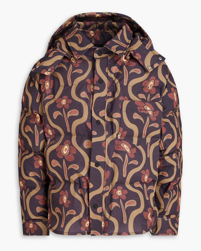 Jacquemus Doudune Kapuzenjacke aus gestepptem Ripstop mit floralem Print Bunt