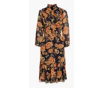 Kleid aus Crêpe mit floralem Print und Schluppe