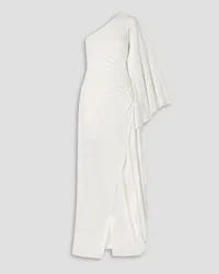 Halston Ellen Robe aus Stretch-Jersey mit Drapierung und asymmetrischer Schulterpartie Weiß