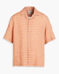 Paul Smith Hemd aus Leinen mit Gingham-Karo Orange