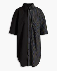 Maison Margiela Oversized-Hemd aus Baumwollpopeline mit Streifen und Musselin-Einsätzen Schwarz