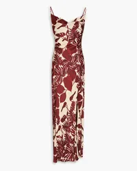 NICHOLAS Ariel draped printed satin gown Rot