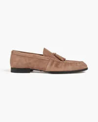 TOD'S Tasseled suede loafers Neutral