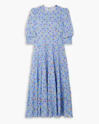 RIXO Kristen gestuftes Maxikleid aus Voile mit Print Blau