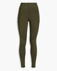 Y-3 Bedruckte Leggings aus Stretch-Jersey Grün