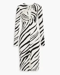 ET OCHS Eleanor gerafftes Midikleid aus Stretch-Jersey mit Zebraprint und Cut-outs Schwarz