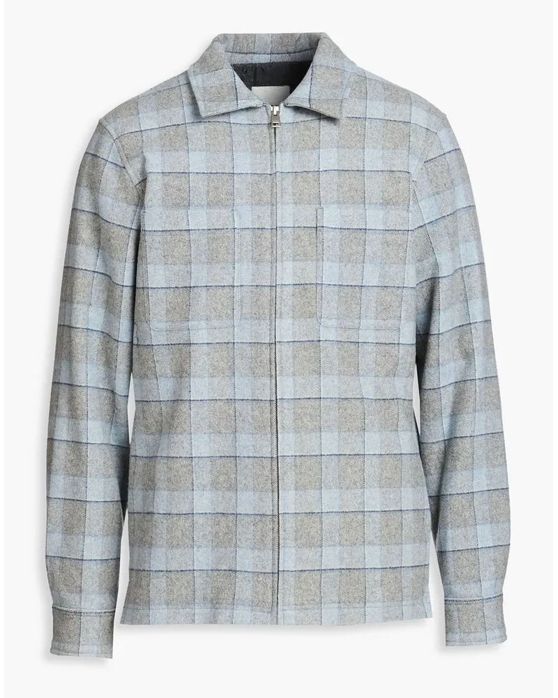 Sandro Kariertes Overshirt aus einer Wollmischung Blau