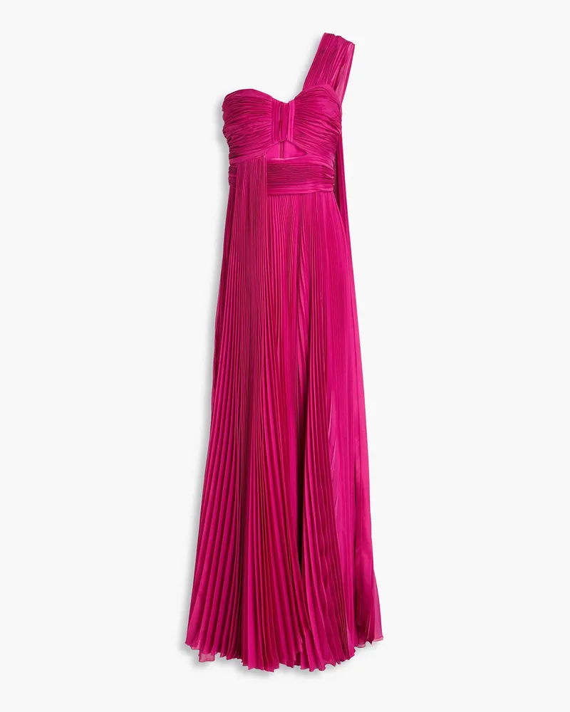 Zuhair Murad Robe aus plissiertem Chiffon mit asymmetrischer Schulterpartie Lila