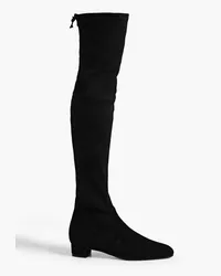 Stuart Weitzman Genna Overknees aus Stretch-Veloursleder Schwarz