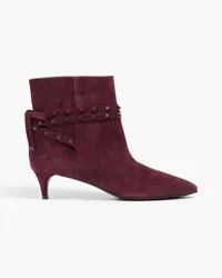 Valentino Garavani Rockstud Ankle Boots aus Veloursleder Lila