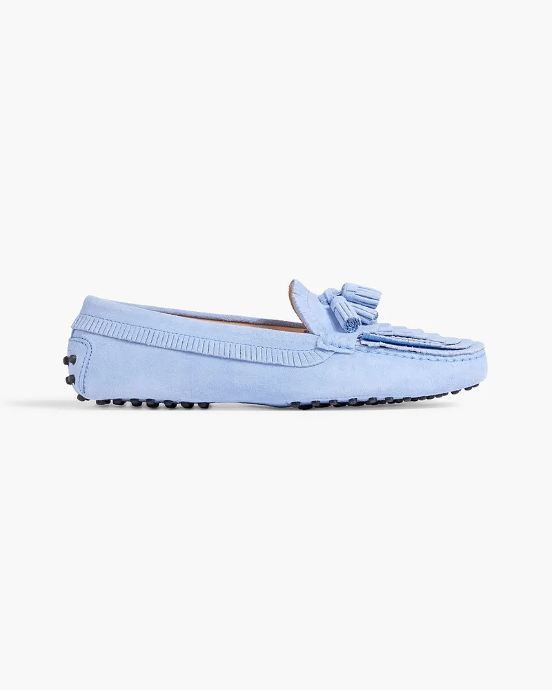 TOD'S Loafers aus Veloursleder mit Fransen Blau