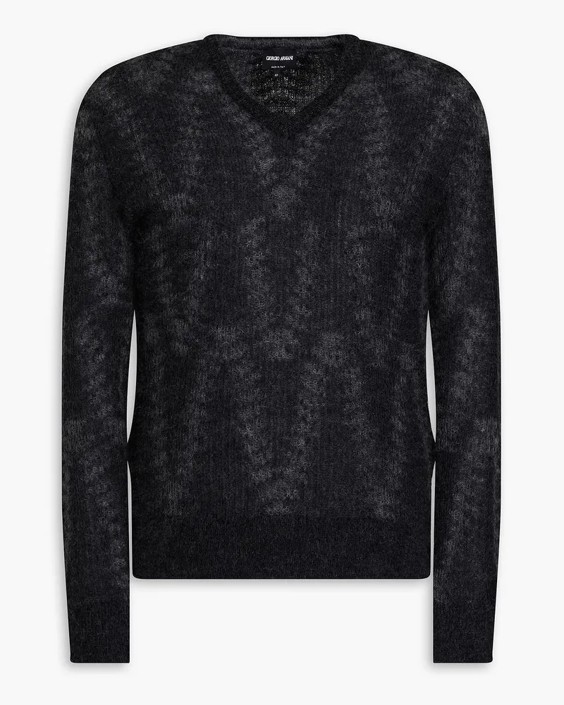 Giorgio Armani Pullover aus Jacquard-Strick aus einer Mohairmischung Schwarz