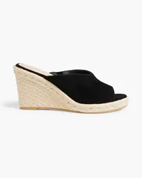 Stuart Weitzman Wonda Espadrille-Mules aus Veloursleder mit Keilabsatz Schwarz