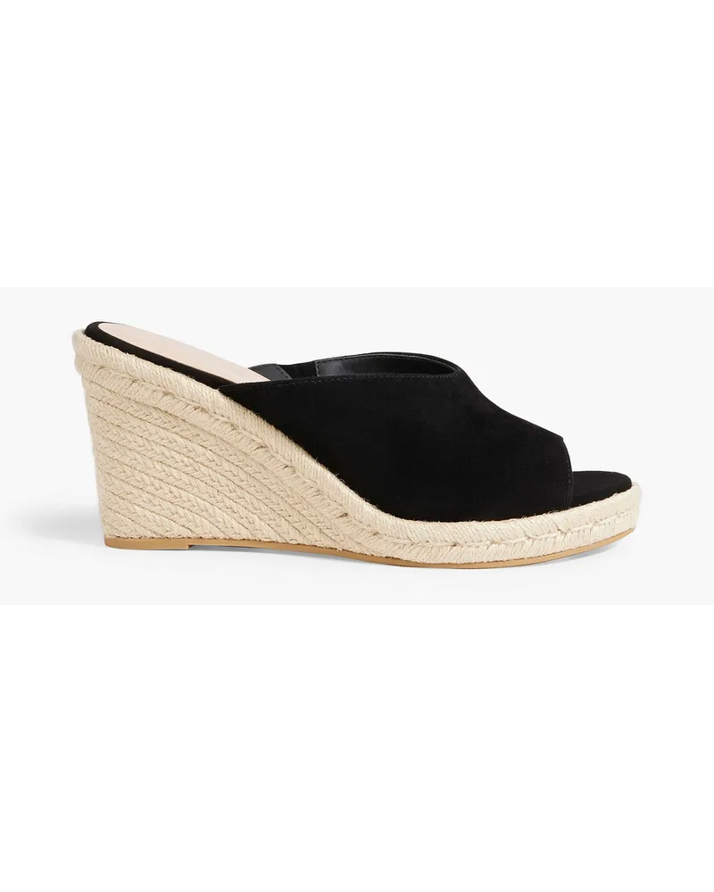 Stuart Weitzman Wonda Espadrille-Mules aus Veloursleder mit Keilabsatz Schwarz