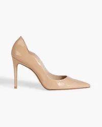 Stuart Weitzman Stuart 100 Pumps aus Lackleder mit Muschelsaum Neutral